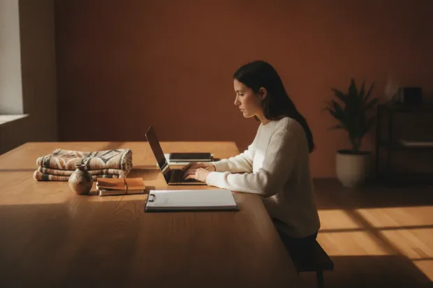 Retail planner reviewing stock levels on a laptop