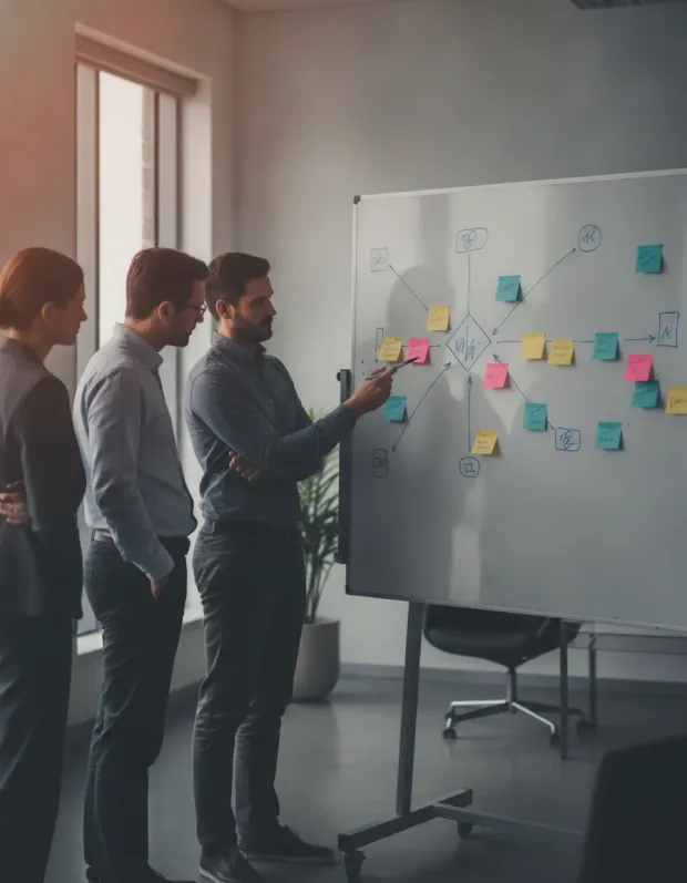 A working session scoring candidate AI use cases against a measured process baseline